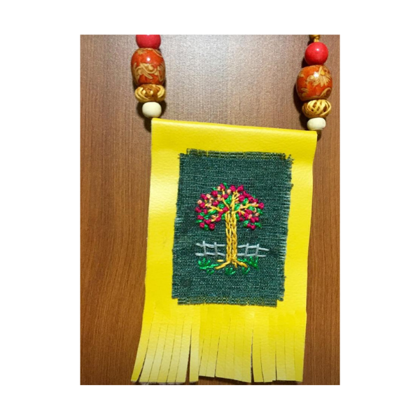 Hand embroidered on leather with beads neckpiece